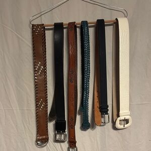 Mixed Women’s Leather Belt Set - Brown, Black, Teal, Navy & Ivory